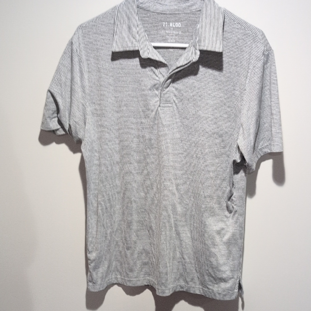 Men's Lightweight Gray Striped Polo Shirt